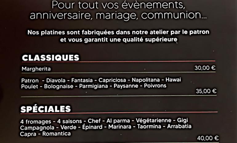 Carte Pizzeria Bambino